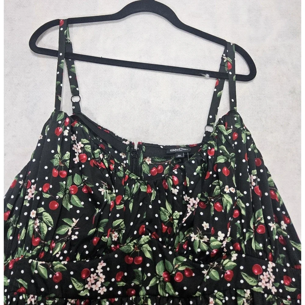 Retro Chic Torrid Dress 30 6X NEW Cherry Swing Chiffon Baby Doll Full Spring Red - Picture 6 of 12